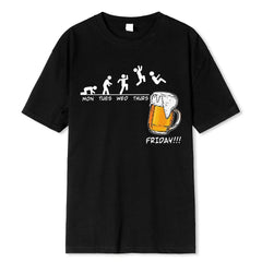 Friday Beer Print Hip Hop T-Shirt