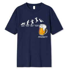 Friday Beer Print Hip Hop T-Shirt