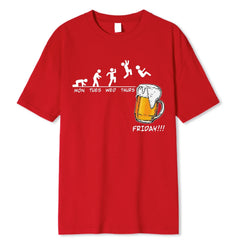 Friday Beer Print Hip Hop T-Shirt