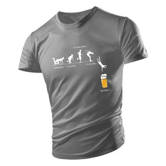 2D Beer Print Casual T-Shirt