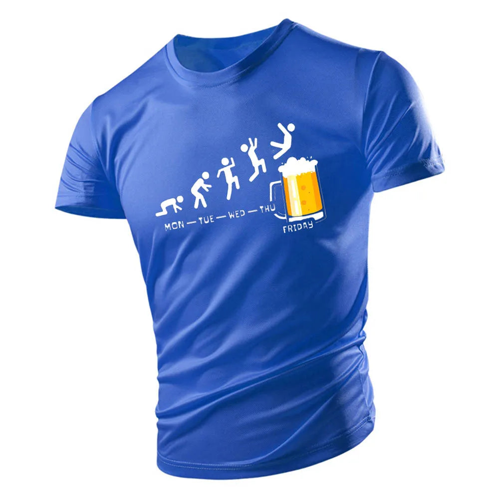 2D Beer Print Casual T-Shirt