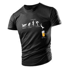 2D Beer Print Casual T-Shirt