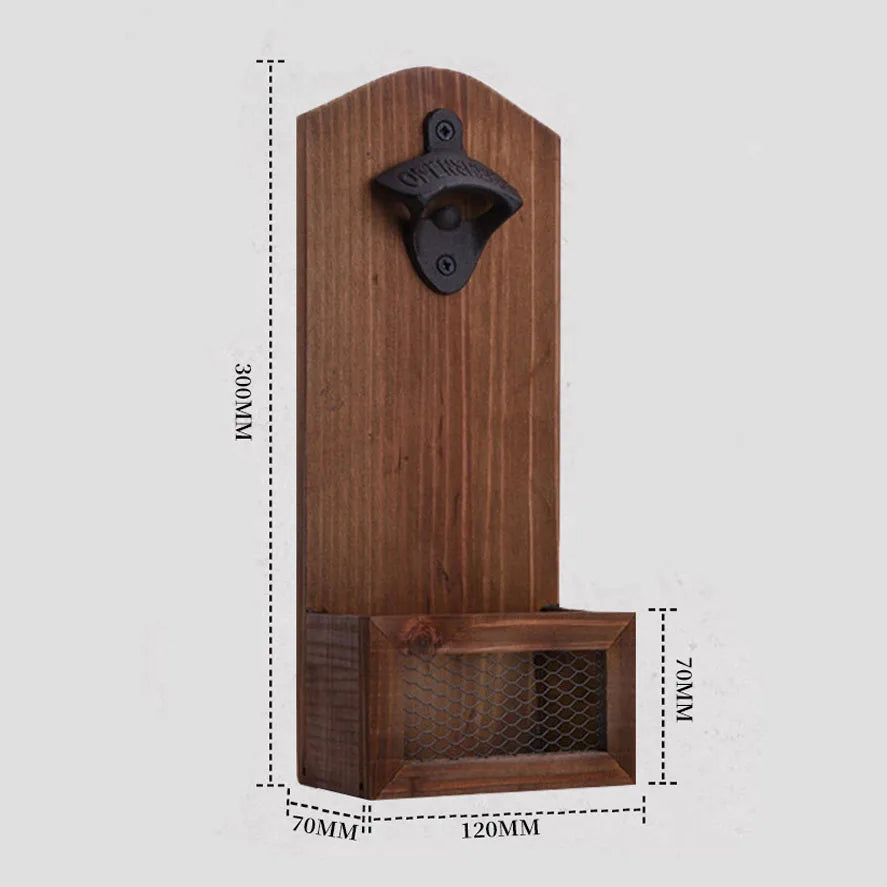 Wooden Wall-Mounted Bottle Opener