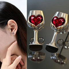 Heart-Shaped Wine Goblet Earrings