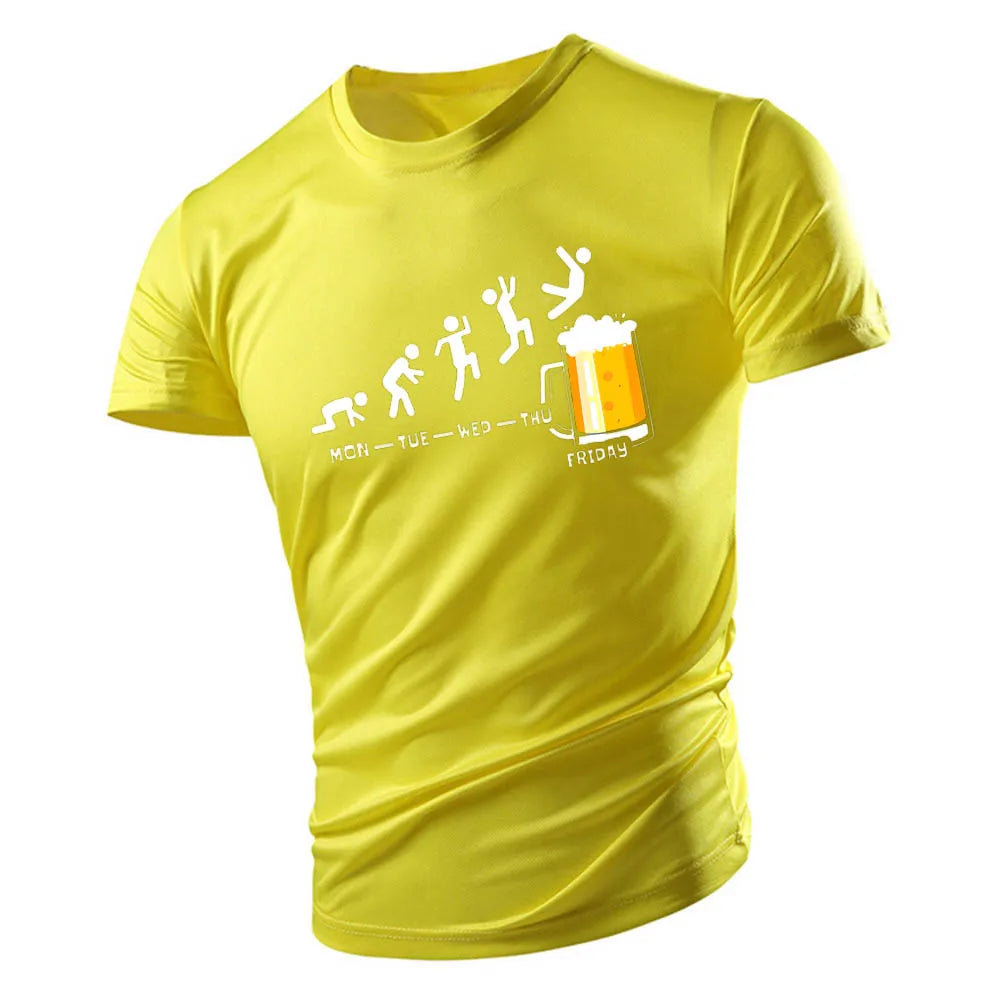 2D Beer Print Casual T-Shirt