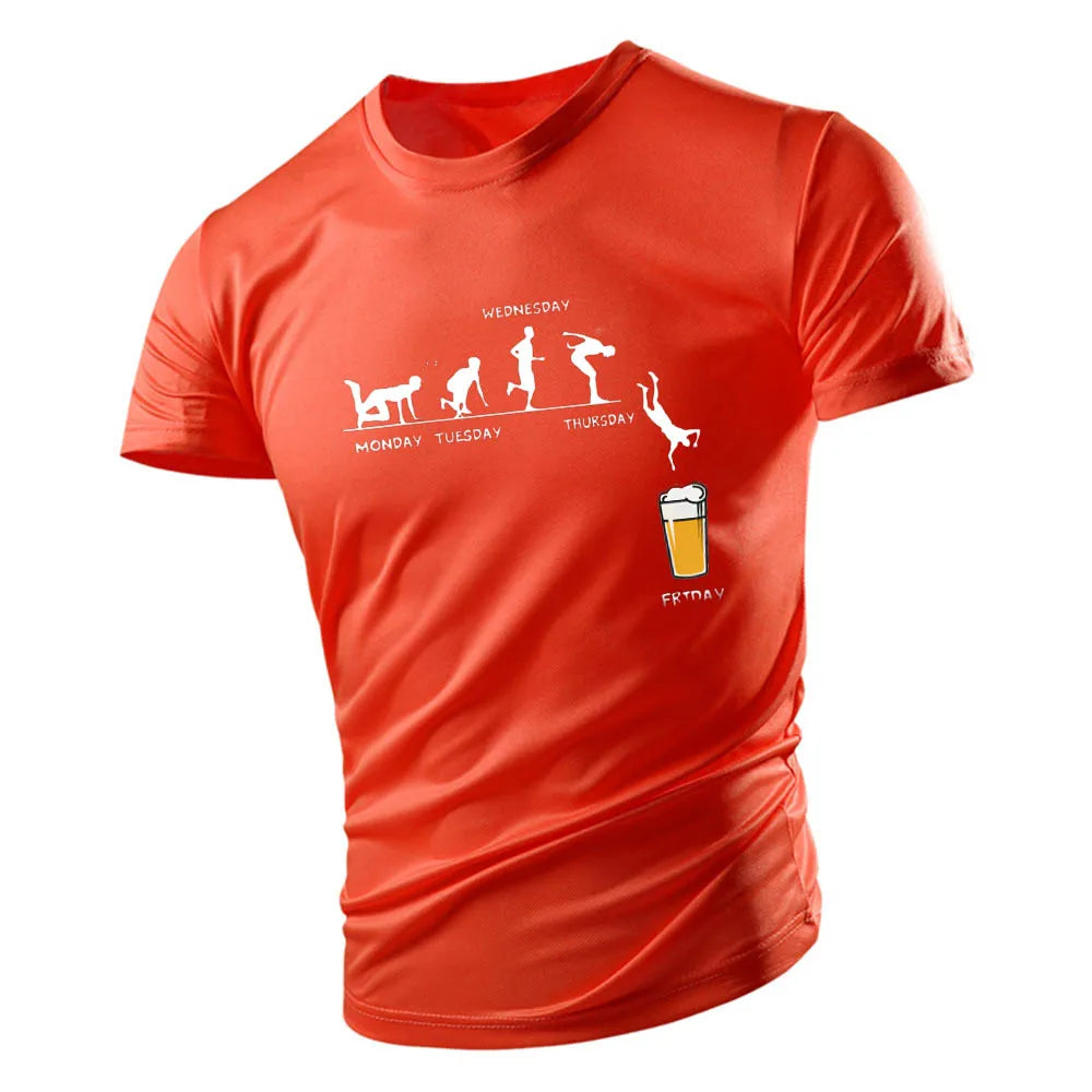 2D Beer Print Casual T-Shirt