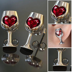 Heart-Shaped Wine Goblet Earrings