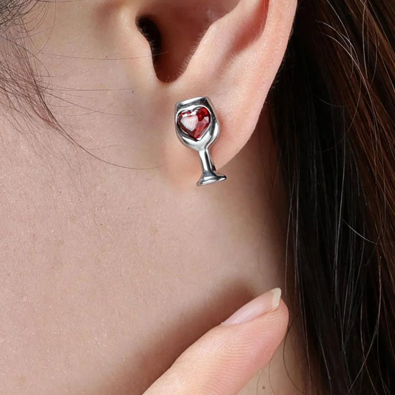 Heart-Shaped Wine Goblet Earrings