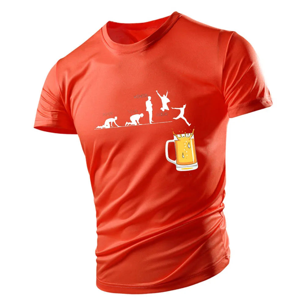 2D Beer Print Casual T-Shirt