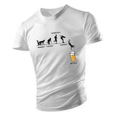 2D Beer Print Casual T-Shirt